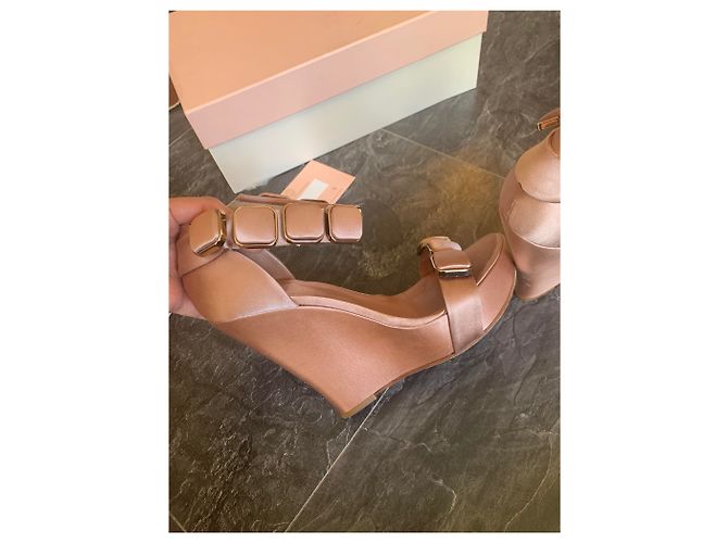 Autre Marque Mules compensées La Tropezienne en cuir rose taille 36 - vue 9