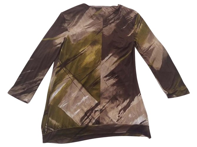 Max Mara Gemusterter Viskosepullover Olivgrün M - Ansicht 2