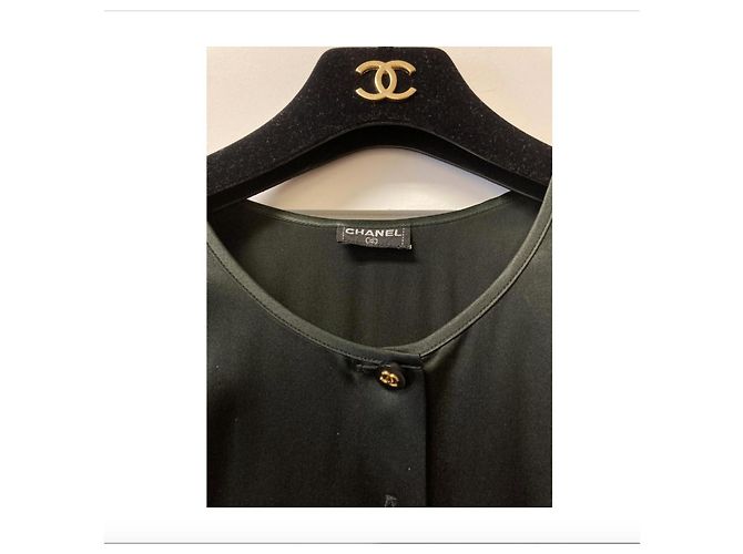 Bella seta elasticizzata 90s top Chanel senza maniche Nero - vista 2