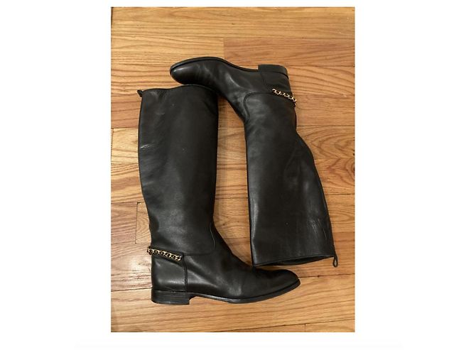 Vintage Chanel 90s Reitstiefel mit Chanel Turnock Schwarz - Ansicht 4