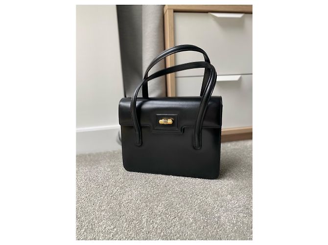 Borsa Gucci in pelle nera con manico in bambù Nero - vista 9