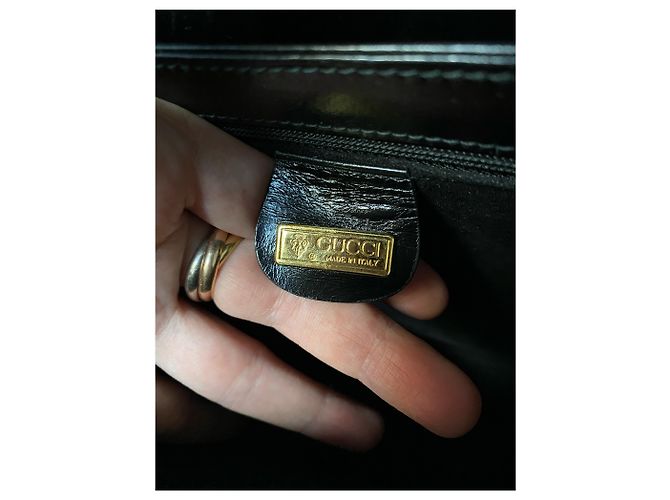 Borsa Gucci in pelle nera con manico in bambù Nero - vista 3