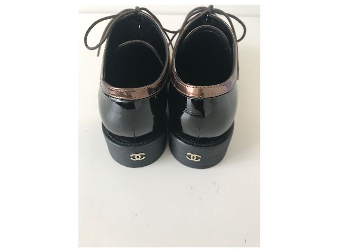 Chanel Derby Brogue Schnürschuhe Braun Schwarz Golden Creme - Ansicht 10