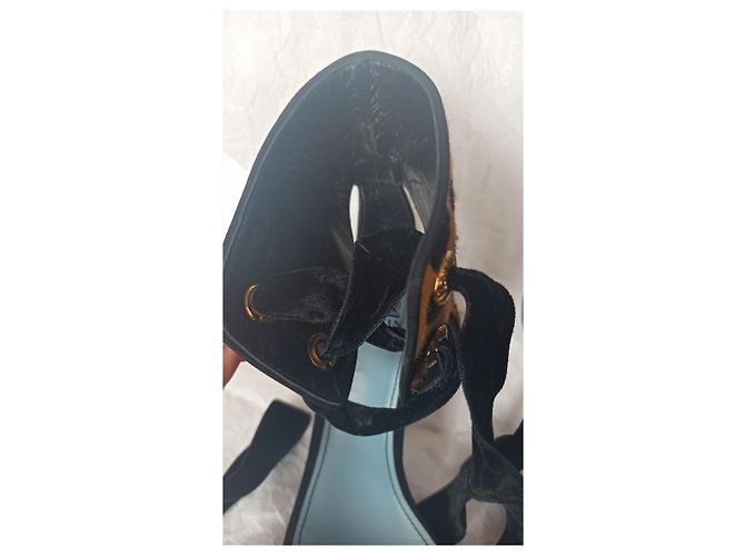 Sandali Lanvin in pelle leopardata con lacci in velluto - vista 13