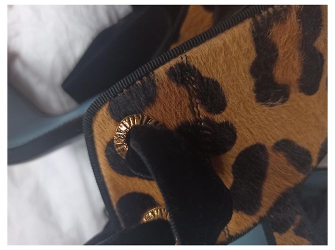 Sandali Lanvin in pelle leopardata con lacci in velluto - vista 14