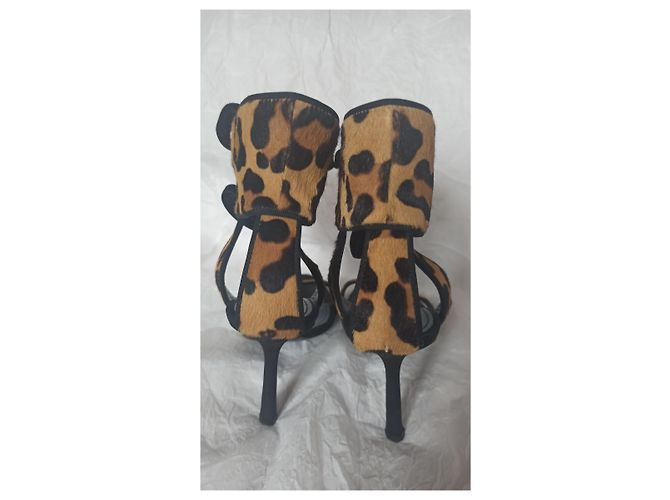 Sandali Lanvin in pelle leopardata con lacci in velluto - vista 3