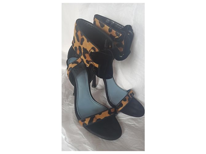 Sandali Lanvin in pelle leopardata con lacci in velluto - vista 4