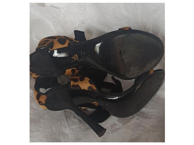 Sandali Lanvin in pelle leopardata con lacci in velluto - vista 8