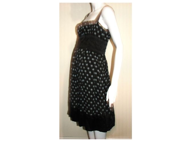 Diane Von Furstenberg Seidenkleid mit Sternchenmuster Schwarz Blau - Ansicht 3
