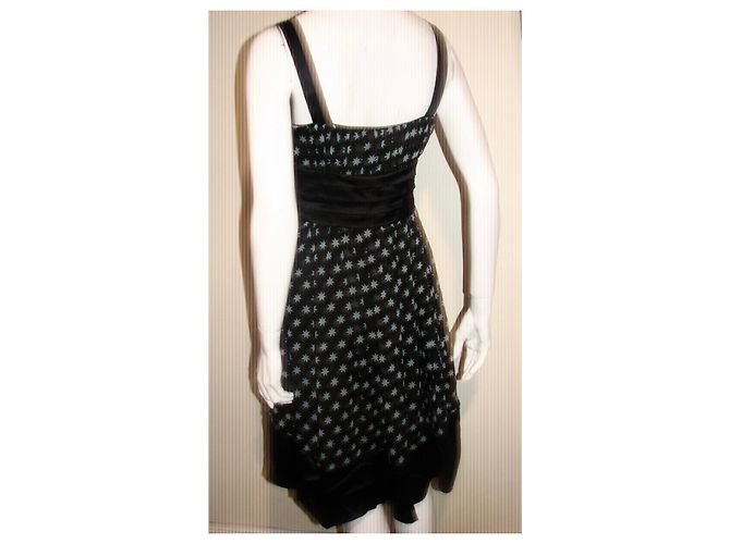 Diane Von Furstenberg Seidenkleid mit Sternchenmuster Schwarz Blau - Ansicht 4