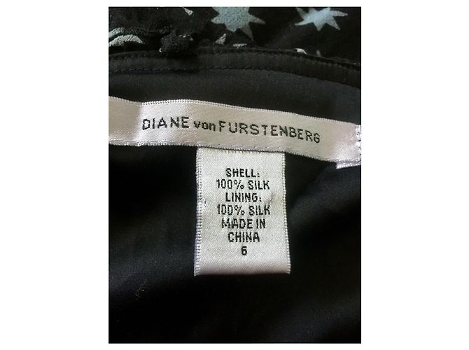 Diane Von Furstenberg Seidenkleid mit Sternchenmuster Schwarz Blau - Ansicht 6