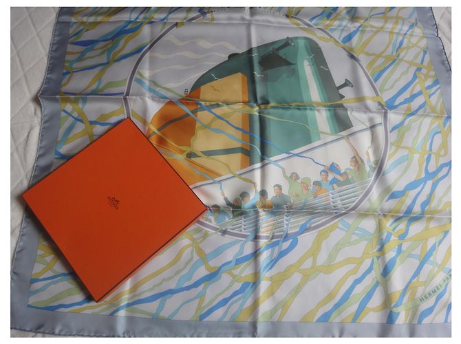 Lenço de seda Hermès Ahead of All 90/90 Multicor - vista 11