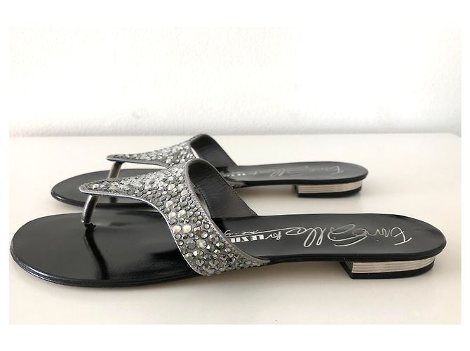 Sandali Le Silla Enio Silla in pelle nera con cristalli Swarovski Nero - vista 4