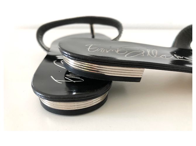Sandali Le Silla Enio Silla in pelle nera con cristalli Swarovski Nero - vista 5