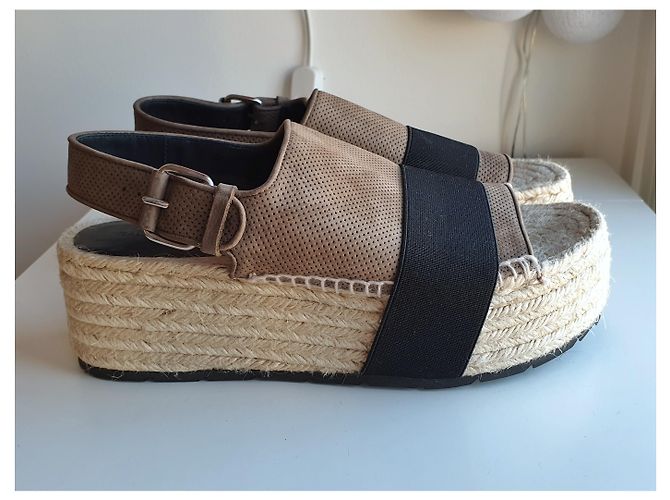 Espadrillas con zeppa Balenciaga Nero Beige Taupe - vista 2