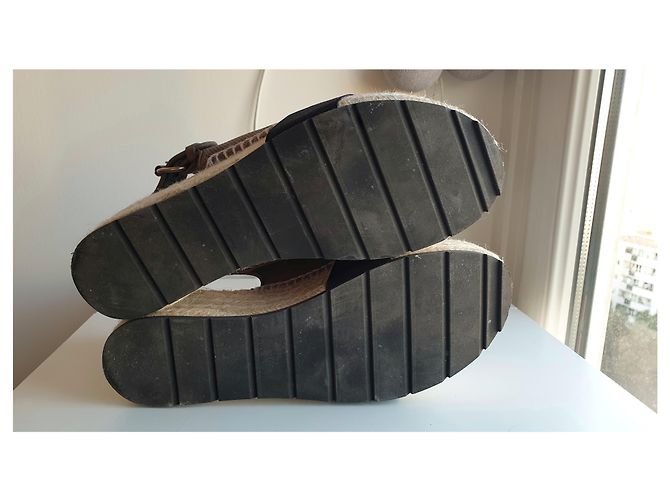 Espadrillas con zeppa Balenciaga Nero Beige Taupe - vista 4