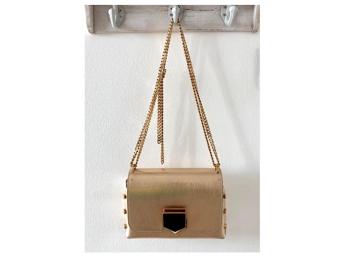Jimmy Choo Borsa in pelle Lockett D'oro Gold hardware - vista 7