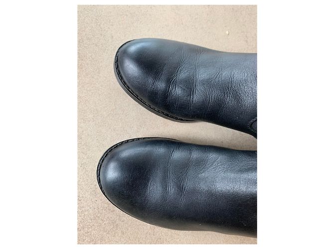Botas Ralph Lauren de couro e tecido pretas Preto - vista 2