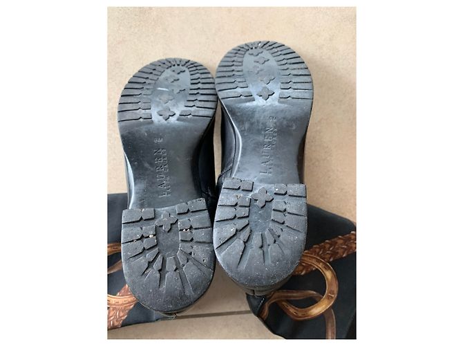 Botas Ralph Lauren de couro e tecido pretas Preto - vista 5