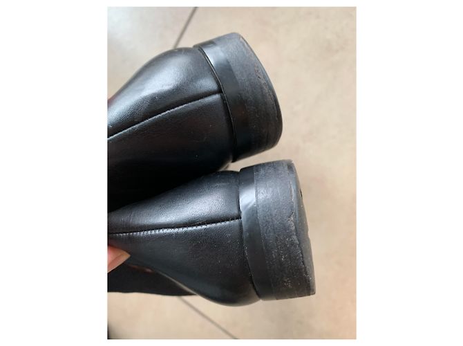 Botas Ralph Lauren de couro e tecido pretas Preto - vista 6