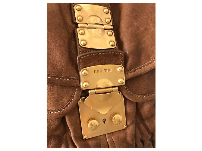 Miu Miu Coffer Lederhandtasche Karamell Gold hardware - Ansicht 6