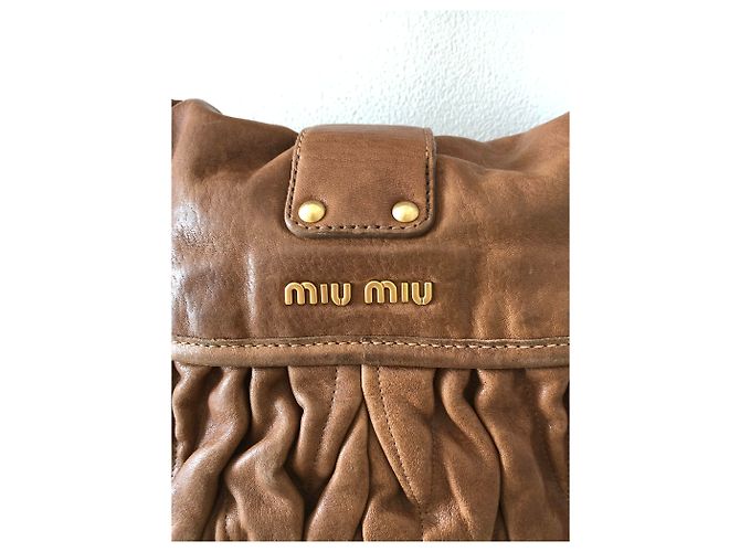 Miu Miu Coffer Lederhandtasche Karamell Gold hardware - Ansicht 7