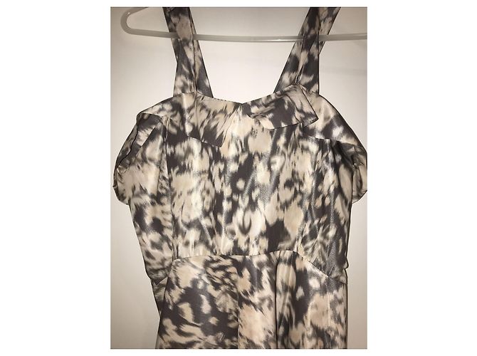 Acne Lillian Kleid mit Ikat Print Braun Weiß Beige - Ansicht 12