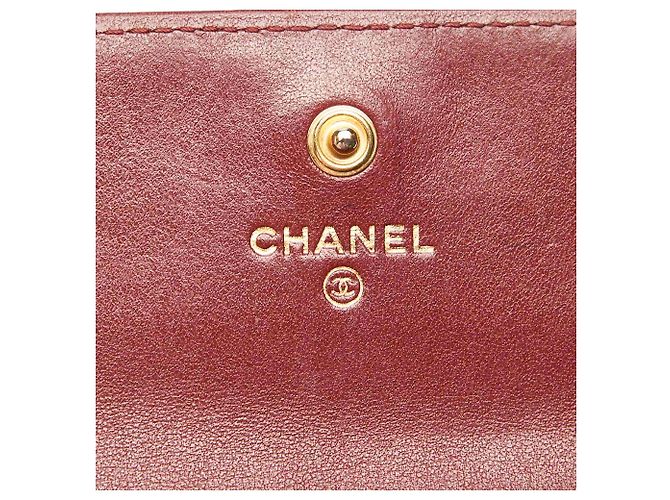 Cartera larga de piel de cordero roja Le Boy de Chanel Burdeos - vista 9