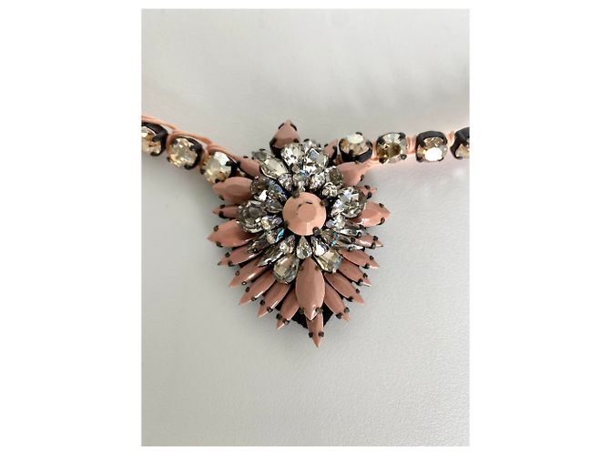 Shourouk Halskette Rosa und Schwarz Swarovski Kristalle Pink - Ansicht 2