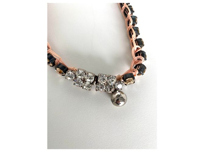 Shourouk Halskette Rosa und Schwarz Swarovski Kristalle Pink - Ansicht 4