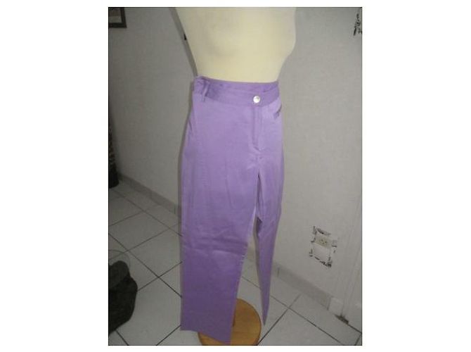 Autre Marque CHIARA D'ESTE Pantalones 7/8 de algodón malva Púrpura - vista 4