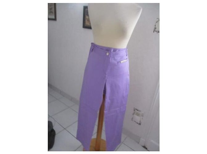 Autre Marque CHIARA D'ESTE Pantalones 7/8 de algodón malva Púrpura - vista 5