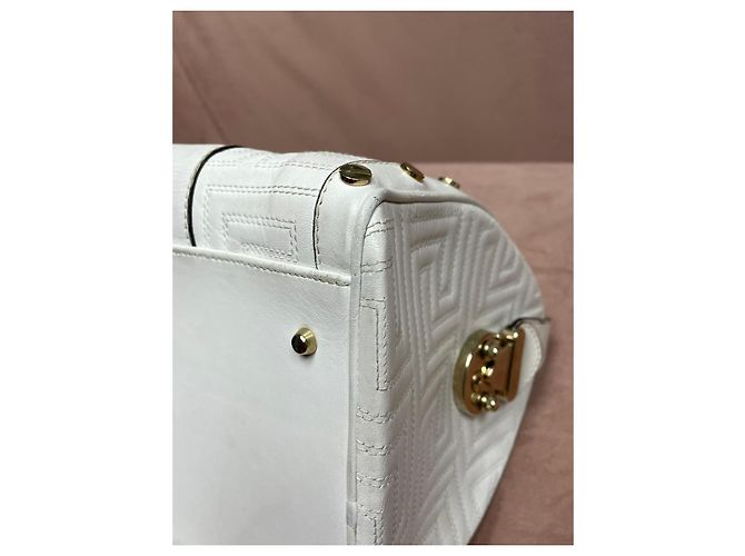 Bolsa Boston Gianni Versace em couro branco acolchoado Dourado - vista 12