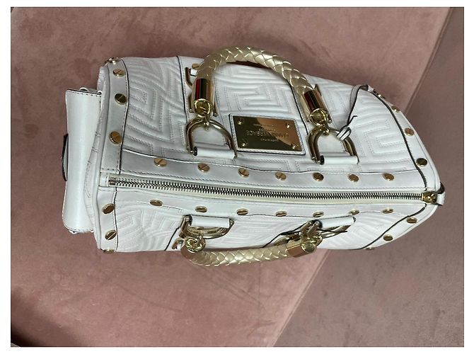 Bolsa Boston Gianni Versace em couro branco acolchoado Dourado - vista 14