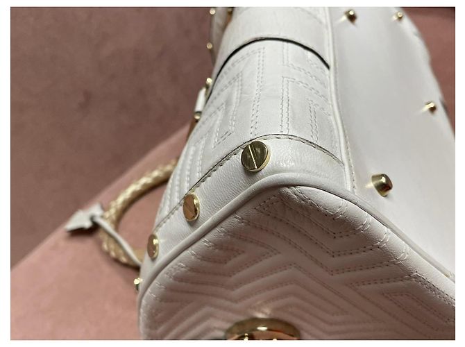 Bolsa Boston Gianni Versace em couro branco acolchoado Dourado - vista 17