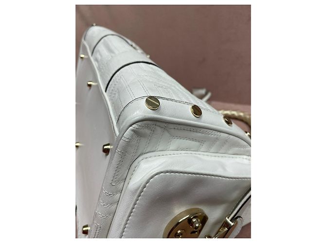 Bolsa Boston Gianni Versace em couro branco acolchoado Dourado - vista 19