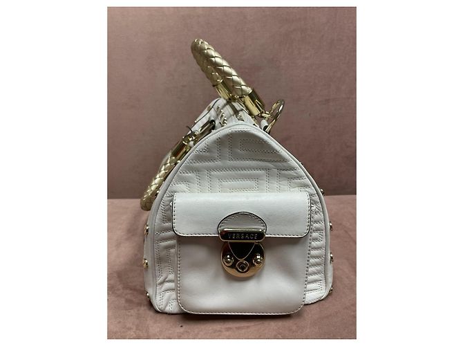 Bolsa Boston Gianni Versace em couro branco acolchoado Dourado - vista 4