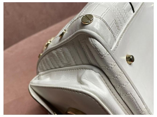 Bolsa Boston Gianni Versace em couro branco acolchoado Dourado - vista 6