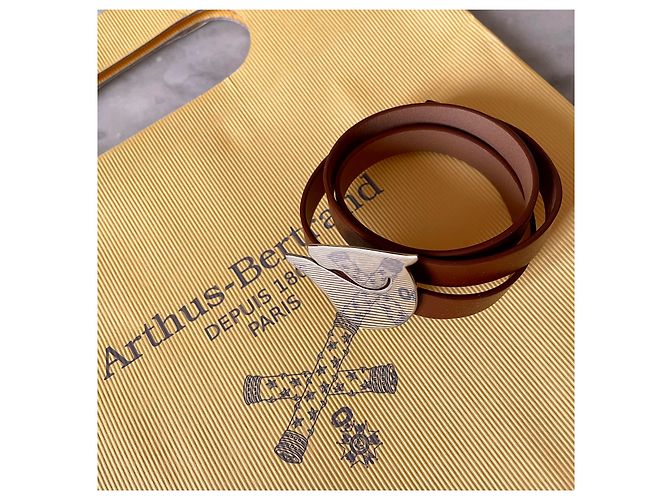 Bracciale Arthus-Bertrand Equus in argento e pelle marrone - vista 6
