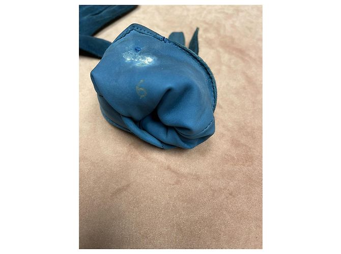 Hermès Wildlederhandschuhe Blau - Ansicht 4