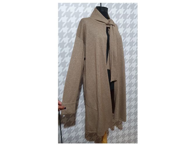 Autre Marque Fogal Oversize Strickjacke lang beige Seide Kaschmir - Ansicht 2