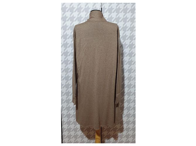 Autre Marque Fogal Oversize Strickjacke lang beige Seide Kaschmir - Ansicht 3