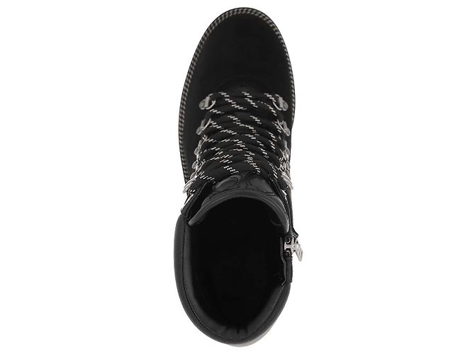 Stivali con lacci Coach Lorren Chain in pelle e scamosciato nero - vista 4