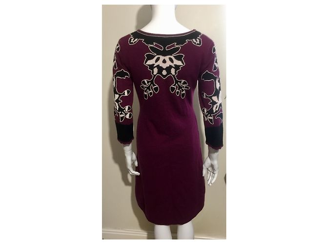Temperley London Kaschmirkleid Bordeaux Schwarz Weiß Lila - Ansicht 2