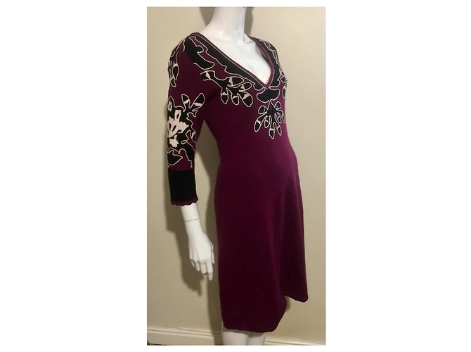 Temperley London Kaschmirkleid Bordeaux Schwarz Weiß Lila - Ansicht 3
