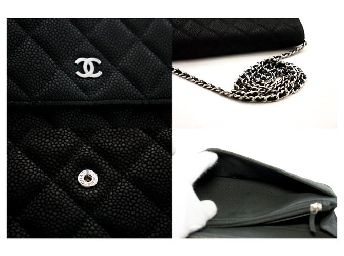 CHANEL Caviar Wallet On Chain WOC Dark Green Shoulder Bag Leather ref ...