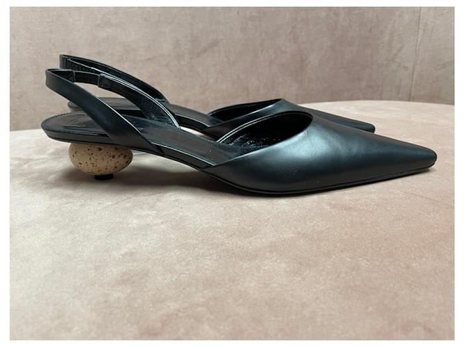 Décolleté slingback Loewe Egg nere in pelle Nero - vista 3