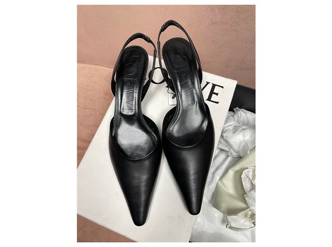 Décolleté slingback Loewe Egg nere in pelle Nero - vista 5