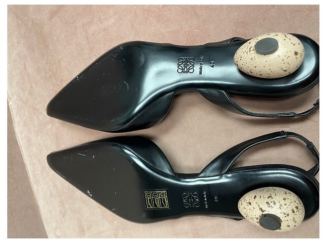 Décolleté slingback Loewe Egg nere in pelle Nero - vista 8