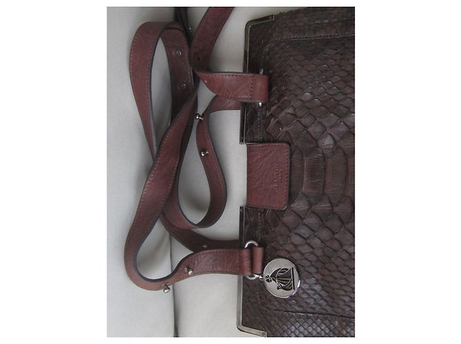 Borsa Lanvin in pelle marrone e rettile - vista 5